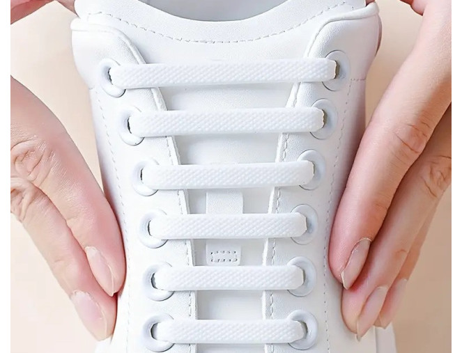 Silicone elastic shoelaces White | 16pcs
