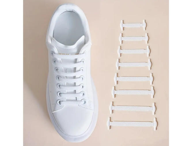 Silicone elastic shoelaces White | 16pcs pigiau