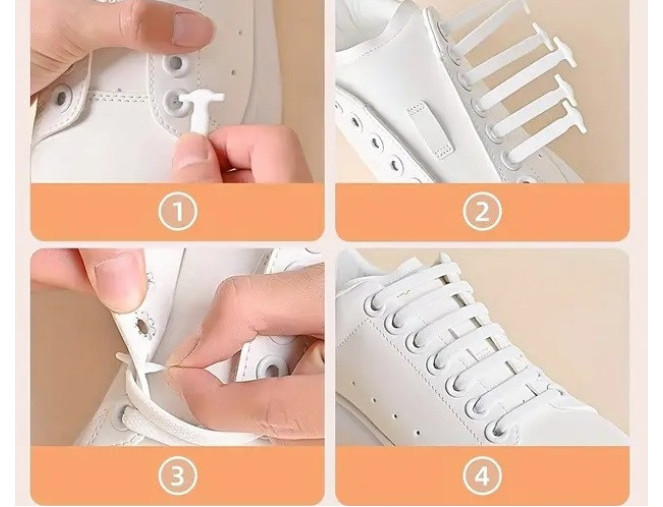 Silicone elastic shoelaces White | 16pcs internetu