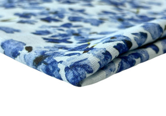 Viscose fabric with linen Blue flowers