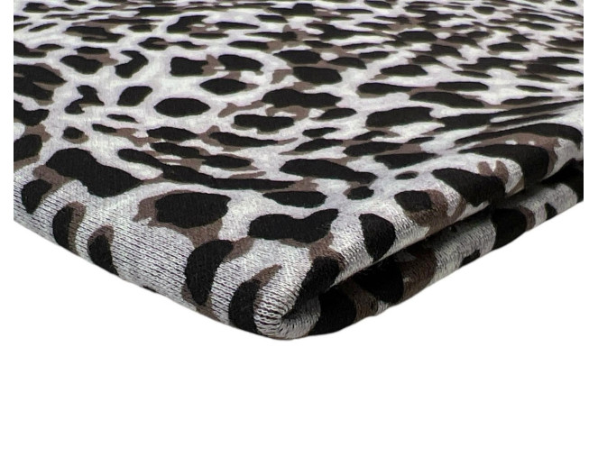 Punto knitted fabric Brown leopard print in grey