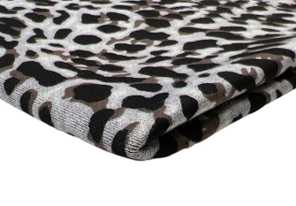 Punto trikotažas Rudi leopardo raštai pilkame