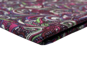 Punto knitted turquoise cucumber patterns in purple