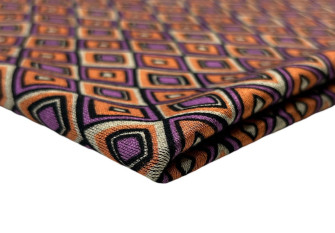 Punto trikotažas Oranžiniai violetiniai rombai