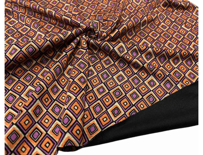 Punto knitted fabric Orange and purple diamonds pigiau