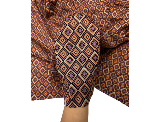 Punto knitted fabric Orange and purple diamonds internetu