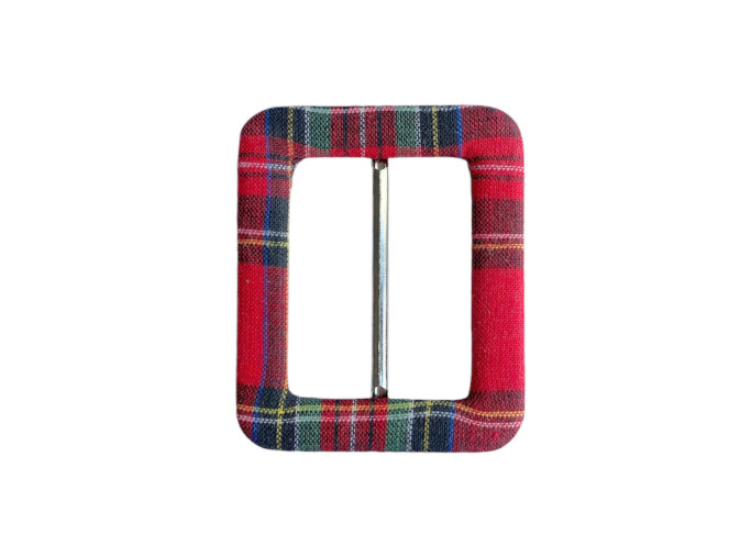 Plastic buckle 50mm Checkered red