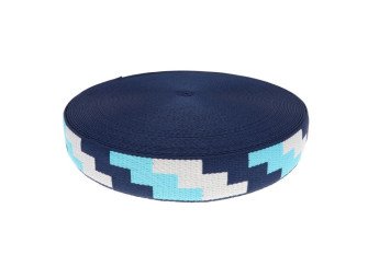 Decorative belt tape 38mm Blue Zig Zag
