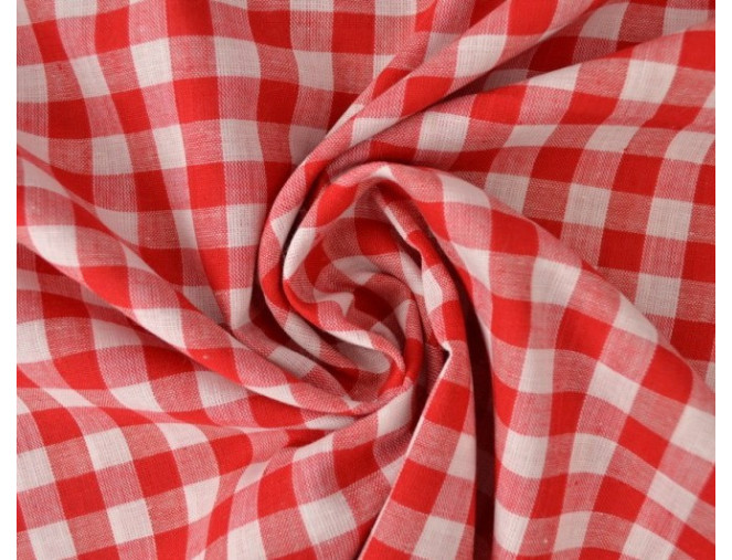 Checked cotton fabric Red white