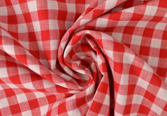 Checked cotton fabric Red white