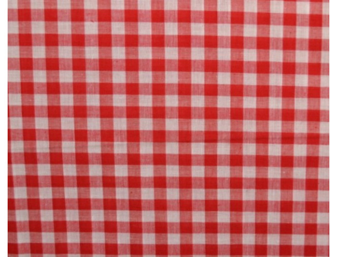 Checked cotton fabric Red white pigiau