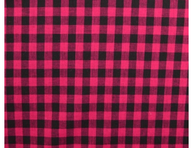 Checked cotton fabric Pink black pigiau