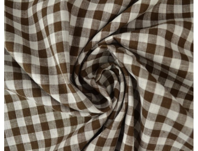 Checked cotton fabric Brown white