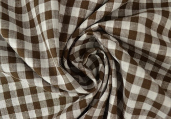 Checked cotton fabric Brown white