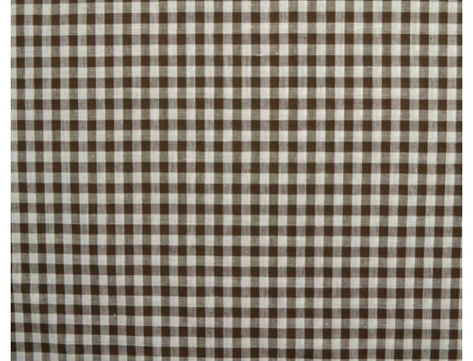 Checked cotton fabric Brown white pigiau