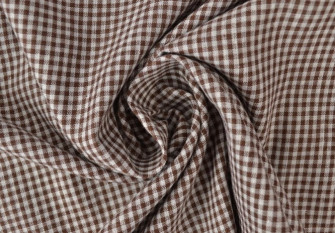 Checked cotton fabric Brown white