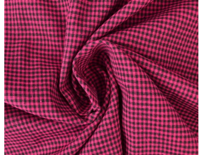 Checked cotton fabric Pink black