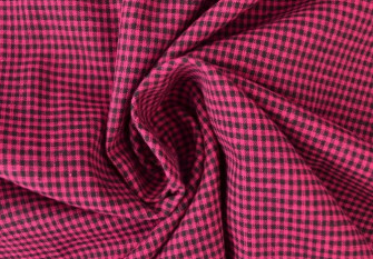 Checked cotton fabric Pink black