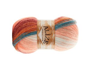 Alize angora gold batik 8023 Persikinė/mėlyna