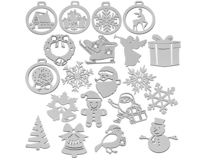 Wooden Christmas toys 20pcs White