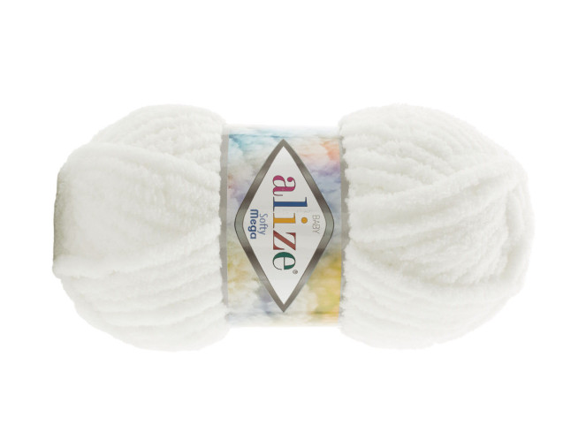 Alize Softy Mega 100gr | 70m 450 Balta