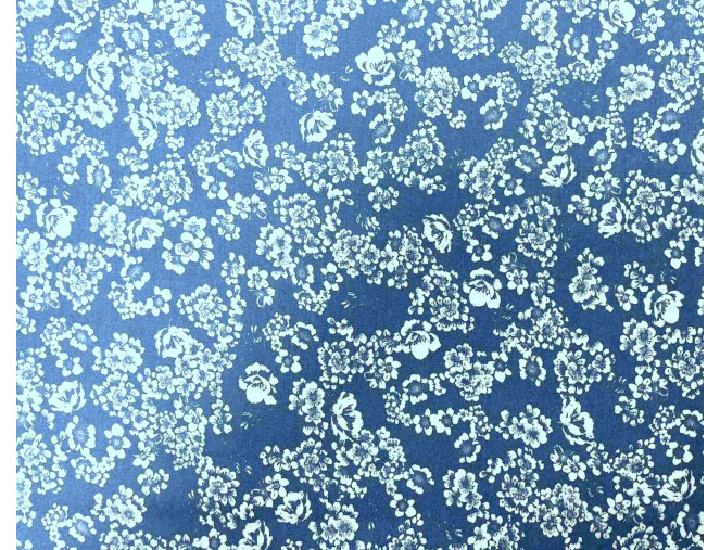 Thin denim White flowers in light blue pigiau