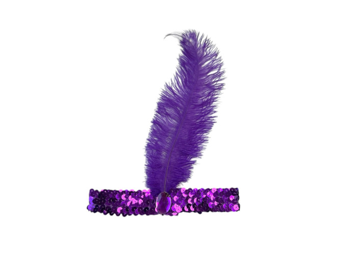 Retro headband with feather Purple