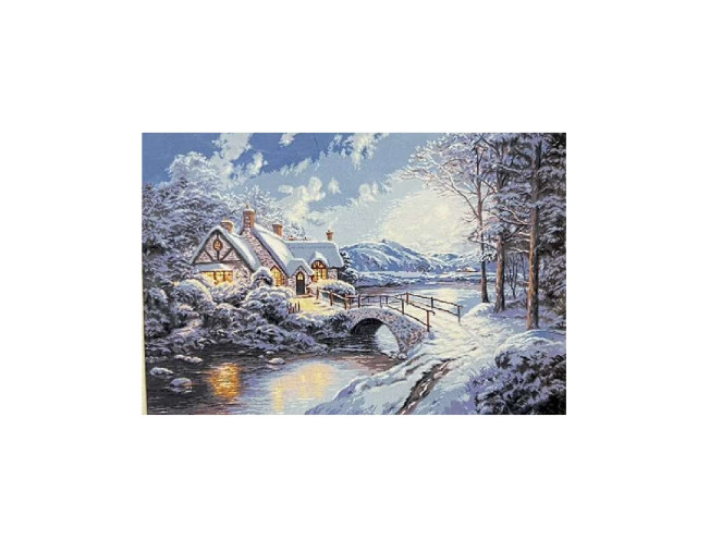 Siuvinėjimo paveikslas su siūlais 40x50cm Žiema