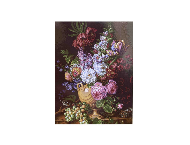 Siuvinėjimo paveikslas su siūlais 40x50cm Gėlių puokštė