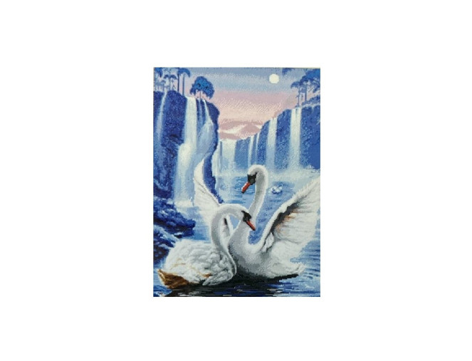 Siuvinėjimo paveikslas su siūlais 40x50cm Gulbės