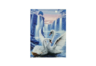Embroidery painting with thread 40x50cm Swans
