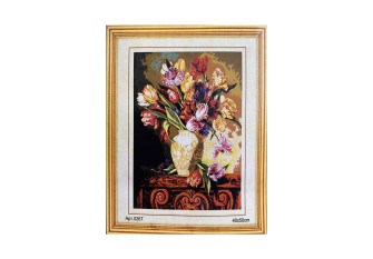 Embroidery painting with thread 40x50cm Flowers in a vase