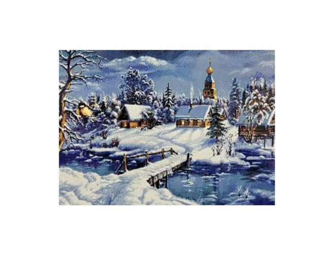 Siuvinėjimo paveikslas su siūlais 40x50cm Žiema