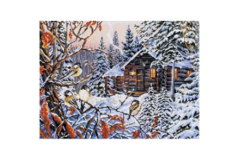 Embroidery painting with thread 40x50cm Winter landscape