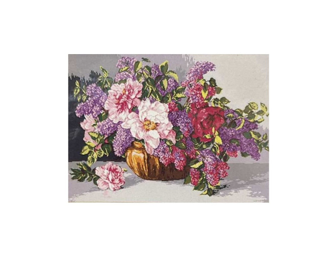 Siuvinėjimo paveikslas su siūlais 40x50cm Gėlių puokštė