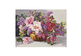 Embroidery painting with thread 40x50cm Flower bouquet