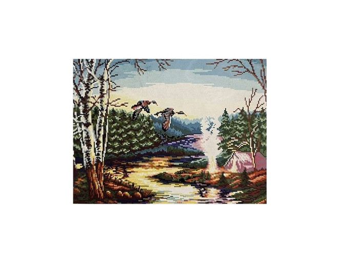 Siuvinėjimo paveikslas su siūlais 40x50cm Gamtos peizažas