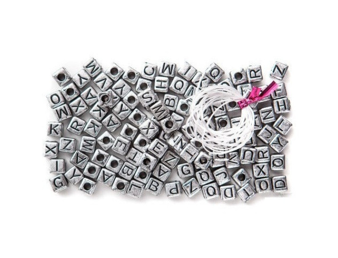 Plastic beads Letters 30g Silver