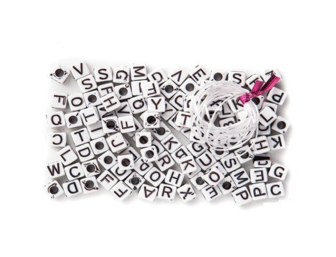 Plastic beads Letters 40g White