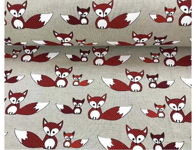 Linen fabric Foxes