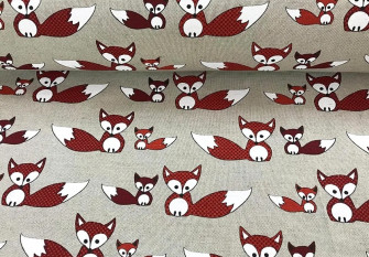 Linen fabric Foxes