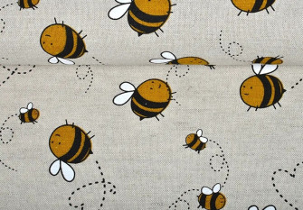 Linen fabric Bees