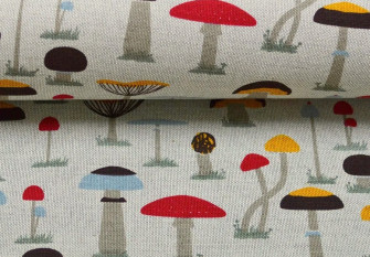 Linen fabric Mushrooms