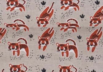 Linen fabric Tigers