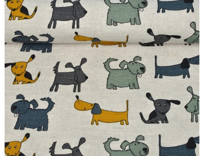 Linen fabric Puppies