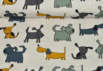 Linen fabric Puppies