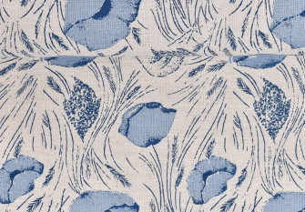 Linen fabric Blue poppies