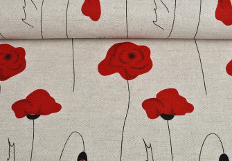 Linen fabric Poppy red