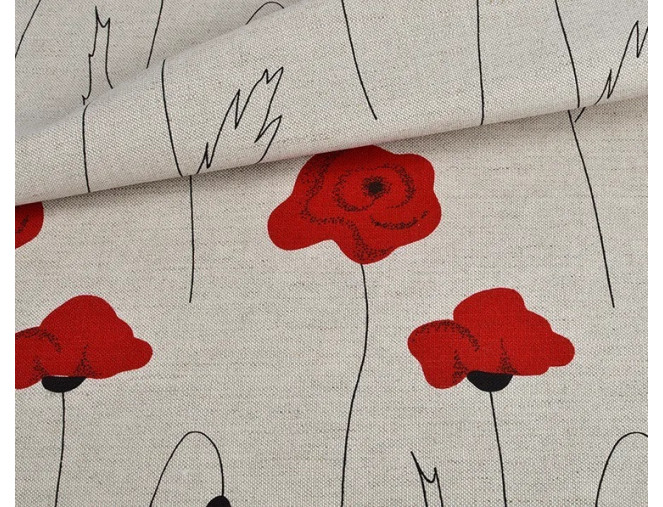 Lininis audinys Aguonos raudonos pigiau