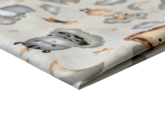 Cotton - canvas Giraffes and lions in grey